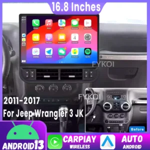 16.8" 2K Giant Screen Android13 For Jeep Wrangler 3 JK 2011-2017 Car Multimedia Player Wireless Carplay GPS Navigation Bluetooth 1
