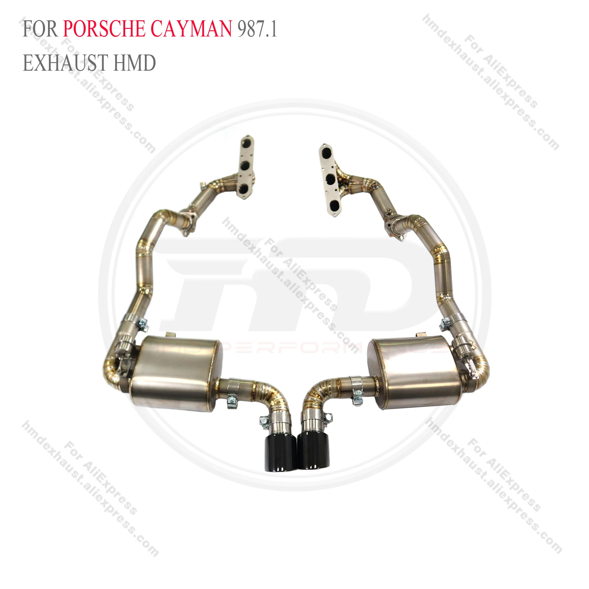 for Porsche Cayman 987.1 3.4L Dedicated Full Titanium Exhaust System with Valves — Complete Cat-back Kit 3