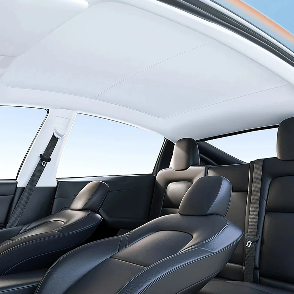 For Tesla Model 3/Y Model 3 Highland Model Y Juniper 2025 Ice Cloth Buckle Glass Roof Sunshade Car Front Rear Sunroof Skylight 5