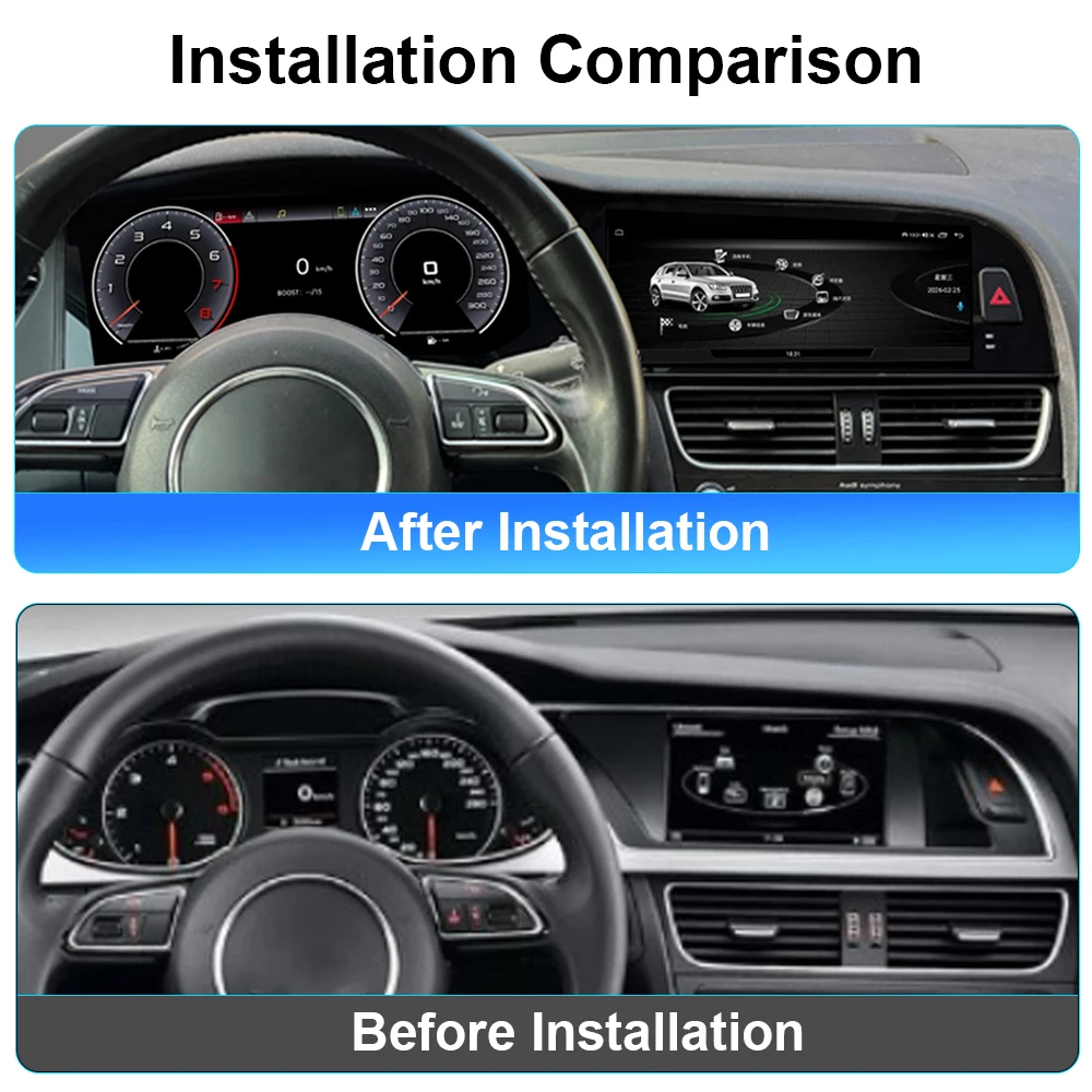 Digital Instrument Cluster For Audi A4 S4 RS4 A5 S5 RS5 Speedometer Android Radio Wireless CarPlay GPS Navigation Plug and Play 2