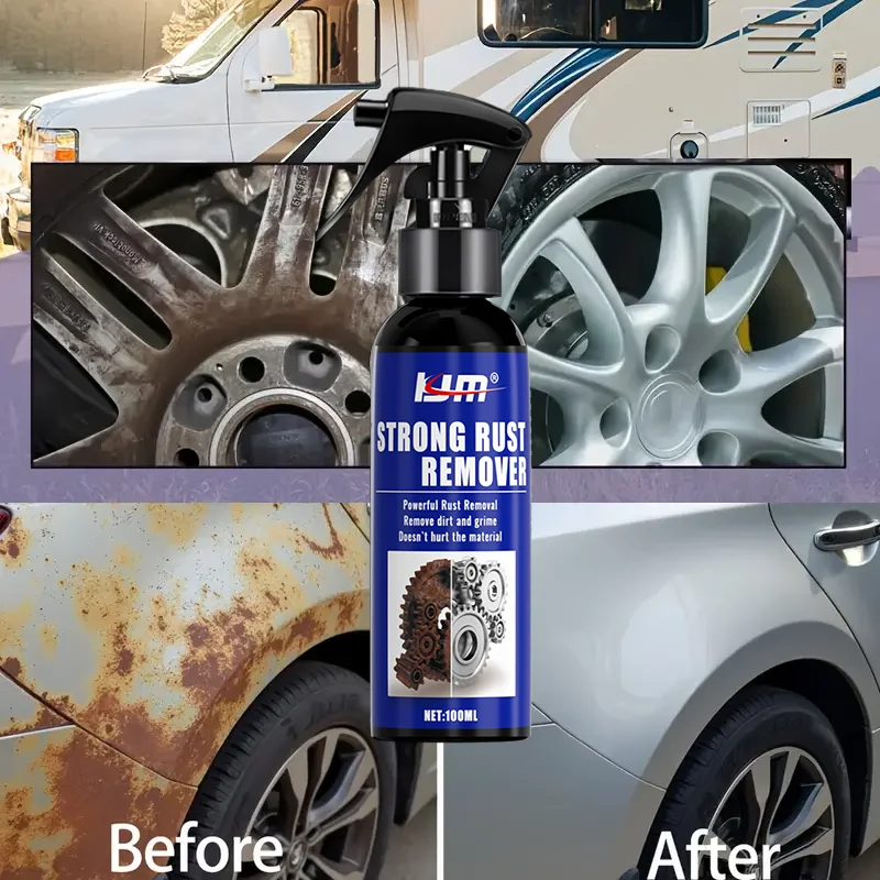 Rust Remover Spray,Dissolves Tire Rust,Protects Wheel Rims&Brake Drums,Ideal for Home Metal Surfaces,Kitchen Appliances,Car Care 5