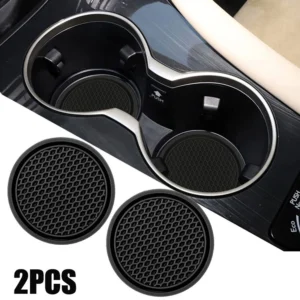 2pcs Black Car Auto Cup Holder Anti Slip Insert Coasters Pads Interior Accessories Universal Fits Perfectly For Most Cups 1