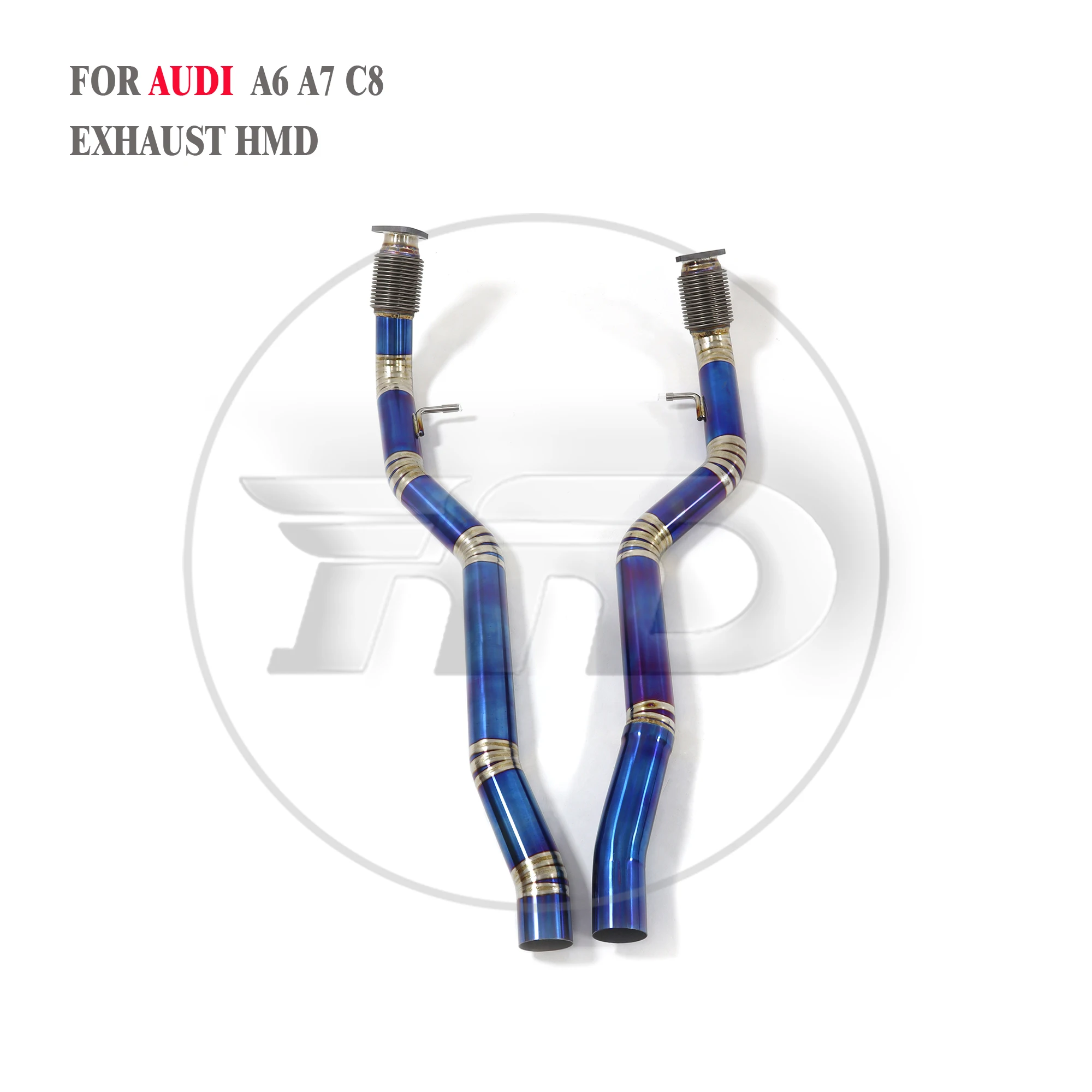 HMD Hot Sales Titanium Alloy Catback for Audi A6 A7 C8 With Valves Exhaust Equal Length Resonant Tube Car Accessories 4