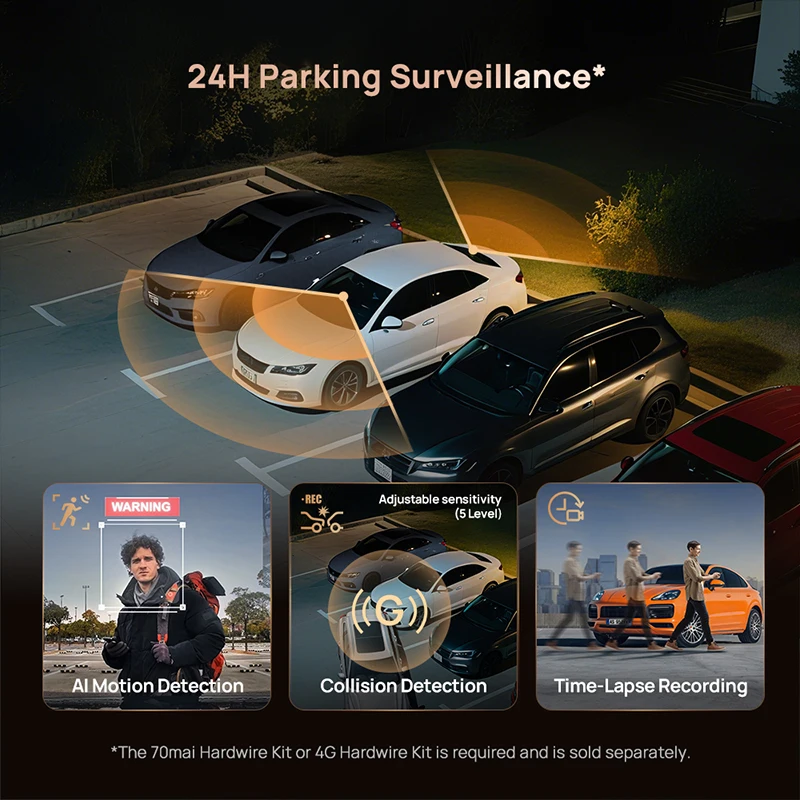 70mai Dash Cam 4K A810S HDR IMX678 Supercapacitor 4G LTE Remote Control Wi-Fi 6 Voice Control GPS ADAS Car Camera 70mai A810S 4