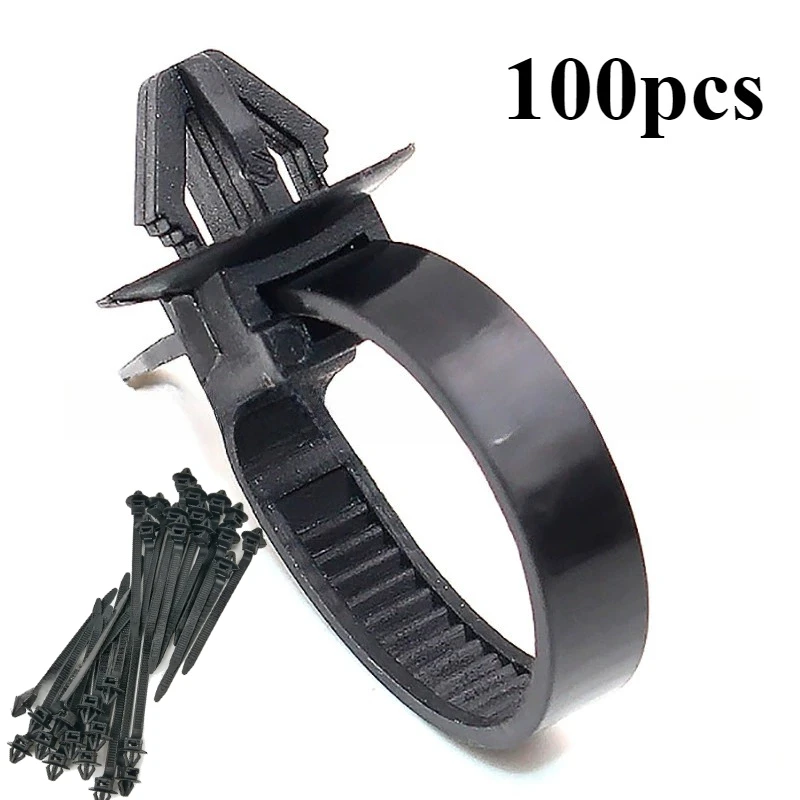 10-100PCS Car Nylon Black Cable Ties Push Mount Wire Harness Fastener Cable Clamp Clips Ties Management Car Wire Organizers 1