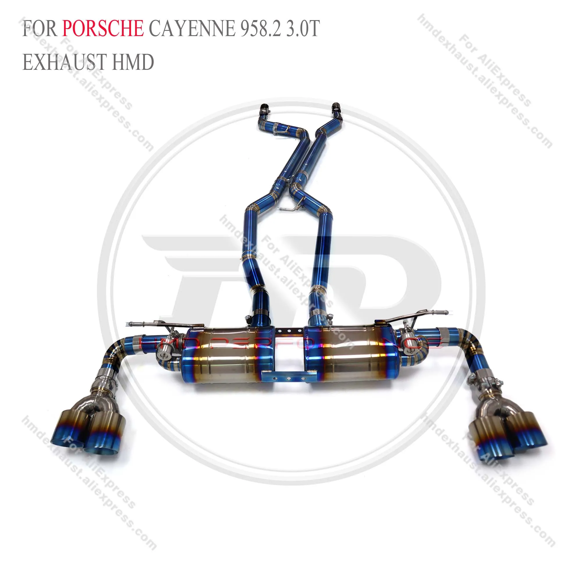 System Performance Catback for Porsche Cayenne 958.2 3.0T Muffler With Valve HMD Titanium Exhaust 1