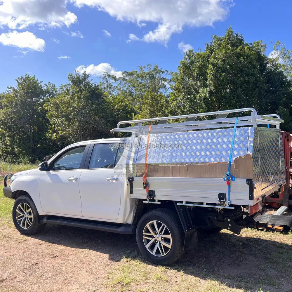 Aluminum Silver Durable Ute Tray And Canopy With Mud Guards Ladder Toolbox For Pickup Truck 6