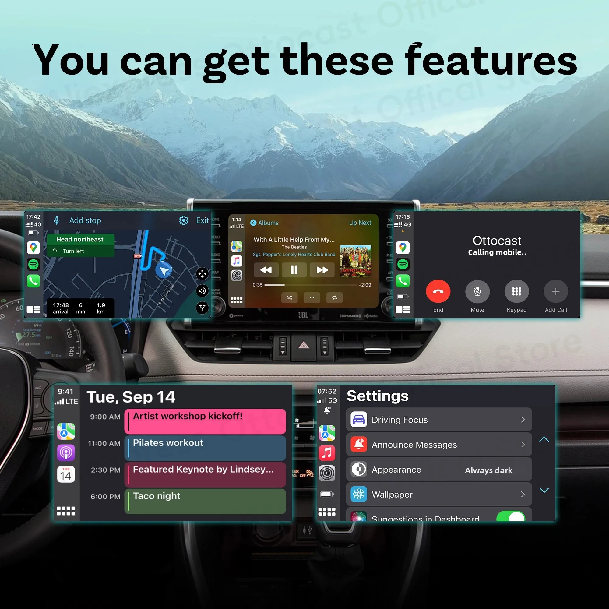OTTOCAST Play2Video Express Wireless CarPlay Android Auto Adapter for Youtube Netflix for Volvo Chevrolet VW CarAccessorie 5