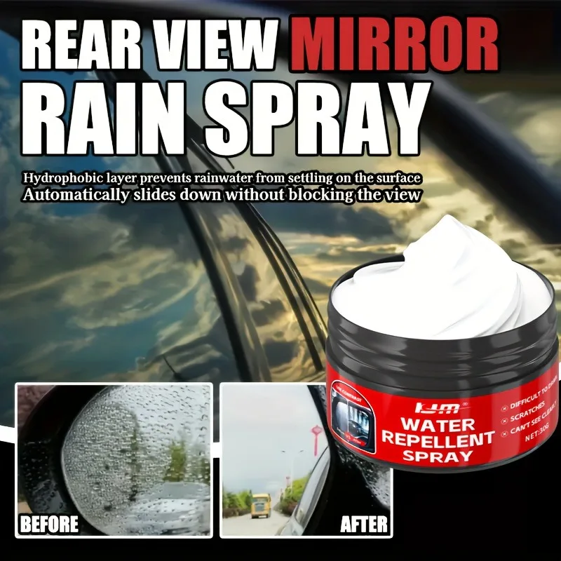 Car Glass Waterproof Paste Kit: Hydrophobic Anti-Rain/Anti-Fog Coating, Suitable for Car Windows, Mirrors & Bathroom Glass 3