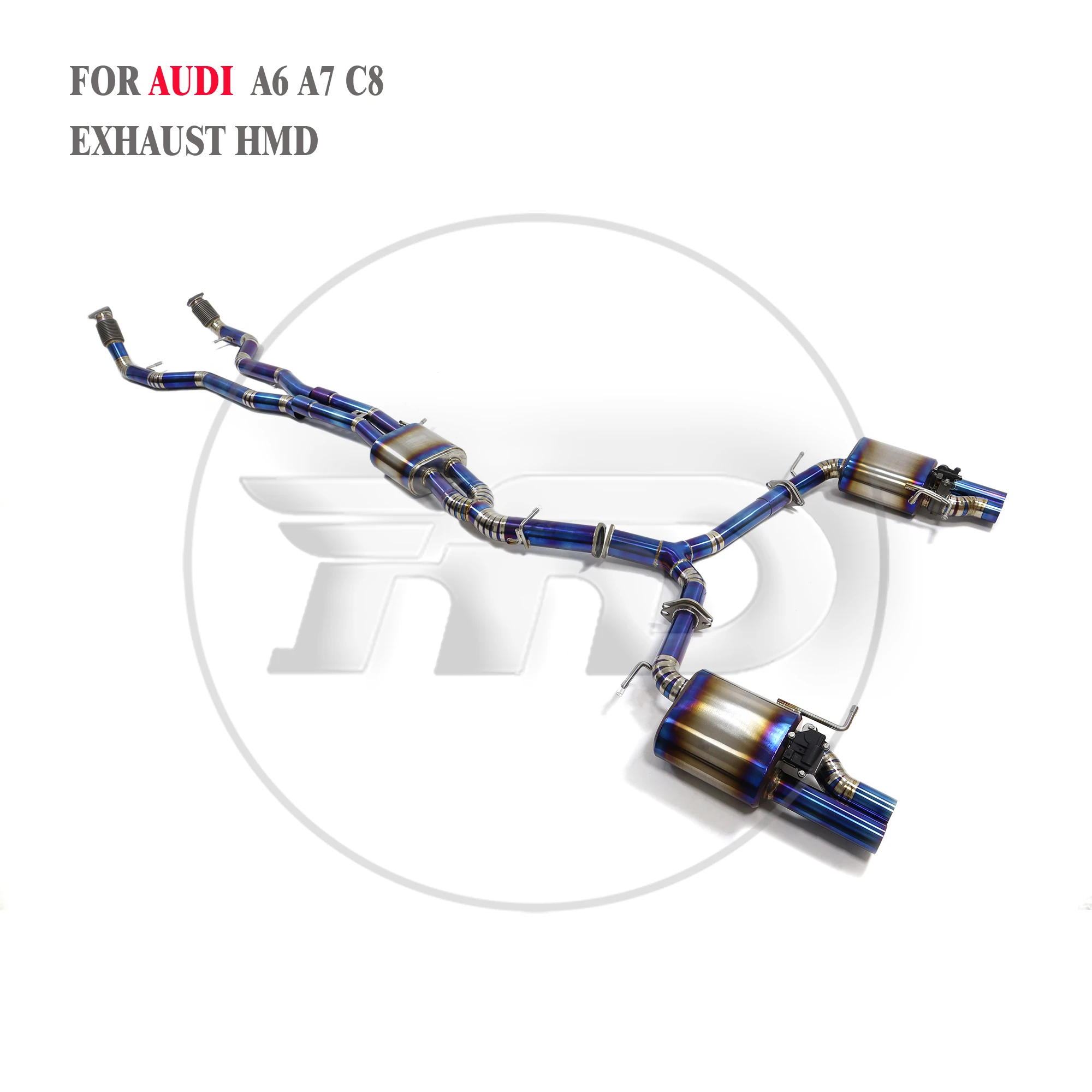 HMD Hot Sales Titanium Alloy Catback for Audi A6 A7 C8 With Valves Exhaust Equal Length Resonant Tube Car Accessories 2
