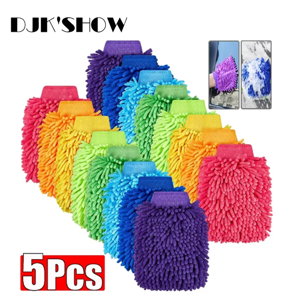 1/3/5pcs Microfiber Car Wash Gloves Auto Single-Side Ultra Absorbent Wash Car Sponge Scratch Free Microfiber Car Cleaning Tool 1