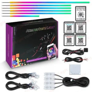 18 in 1 Led Car Ambient Lights 213 64 Color RGB Symphony Streamer Bluetooth Rainbow Interior Acrylic Strips Atmosphere Lamp Kit 1