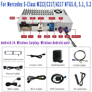 CarPlay Touch Screen Mirror Link Android 14 Adapter with Reverse Camera for Mercedes S-Class W222/C217/A217 NTG5.0 5.1 1