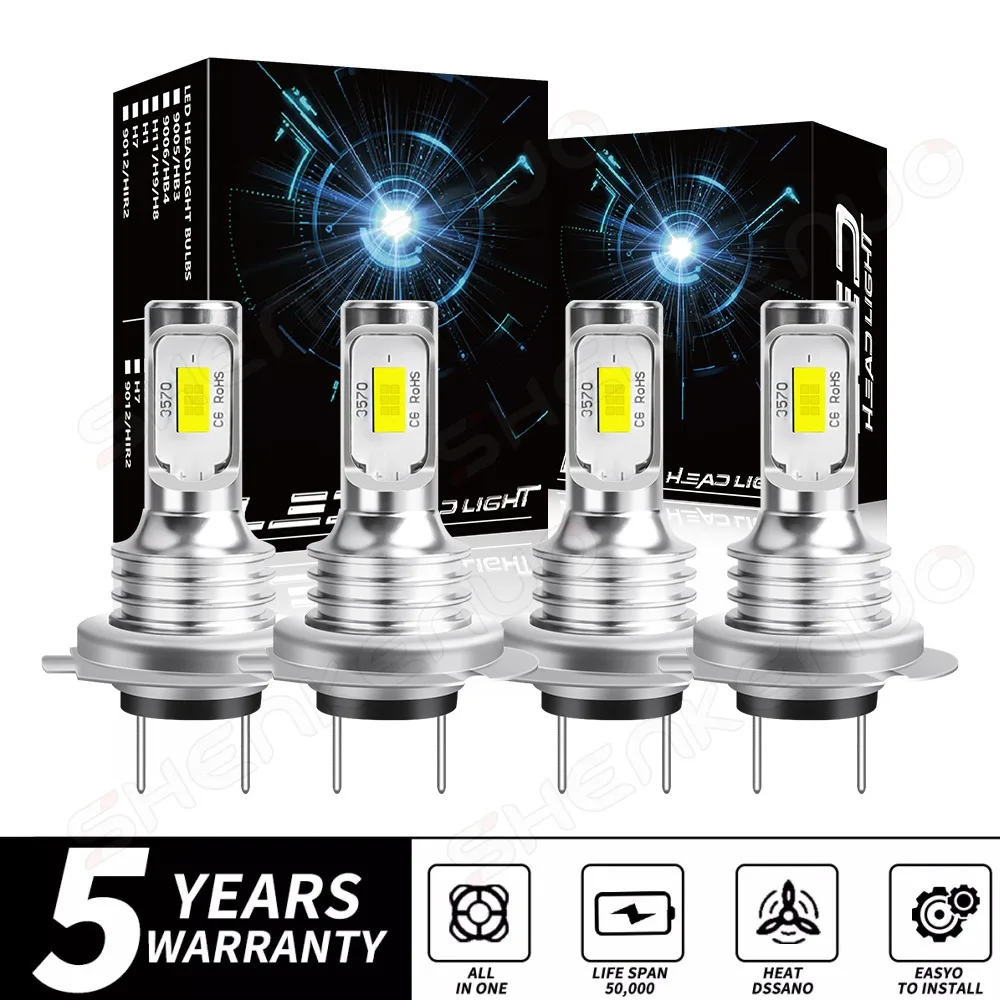 4PCS H7 LED Headlight KIT Combo Bulbs High Low Beam Super Bright White 6000K 1