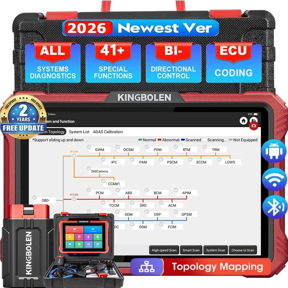 KINGBOLEN K10 PRO K10 Elite Full System Diagnostic Tool CAN FD DoIP OBD2 Scanner 40 Reset Topology Map ECU Coding Bi-Directional 1
