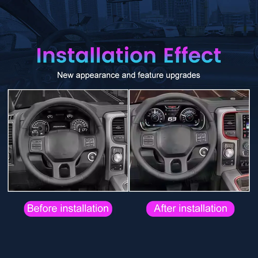For Dodge RAM150 2014-2019 12.3" LCD Digital Dashboard Cluster Virtual Instrument Panel Speedometer Virtual Cockpit Meter Upgrad 2