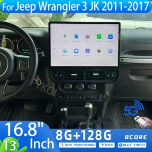 2K Giant Screen 16.8" Wireless Carplay Android 13 For Jeep Wrangler 3 JK 2011-2017 Multimedia Player GPS Navigation BT 4G DSP FM 1