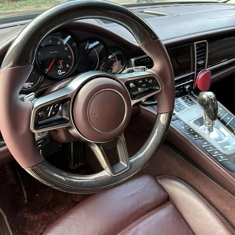 For Porsche Panamera steering wheel modification carbon fiber 911 Cayenne steering wheel old model liter new model 5