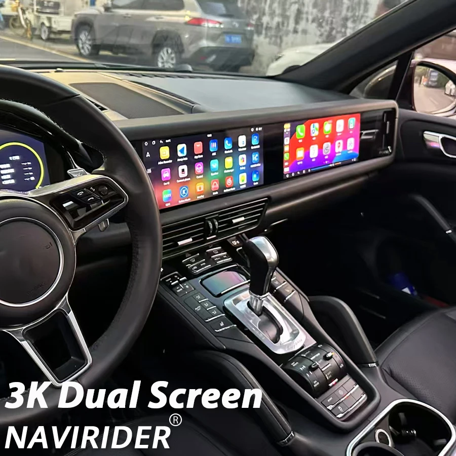 12.3inch 3K Double Android 13 Screen For Porsche Cayenne 2010-2017 Car Radio Player Multimedia Stereo Navigation DSP GPS Carplay 1