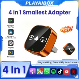 2026 4in1 New Upgrade Carplay Adapter Wireless Android Auto Mirror Link Smart MiNi AI Box USB Plug and Play Auto Connect WiFi 1