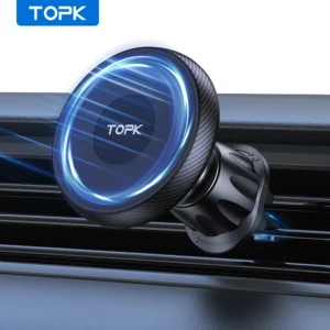 TOPK for Magsafe Car Phone Holder,Powerful Magnetism Premium Quality Single-Hand Operation Metal Hook Magnetic Car Phone Mount 1