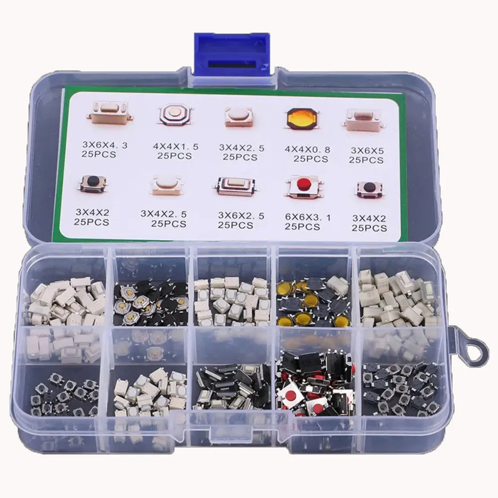 100/200/250pcs 10 Types Durable Car Remote Control Tablet Actile Push Button Switch Car Keys Button Touch Microswitch with Box 1