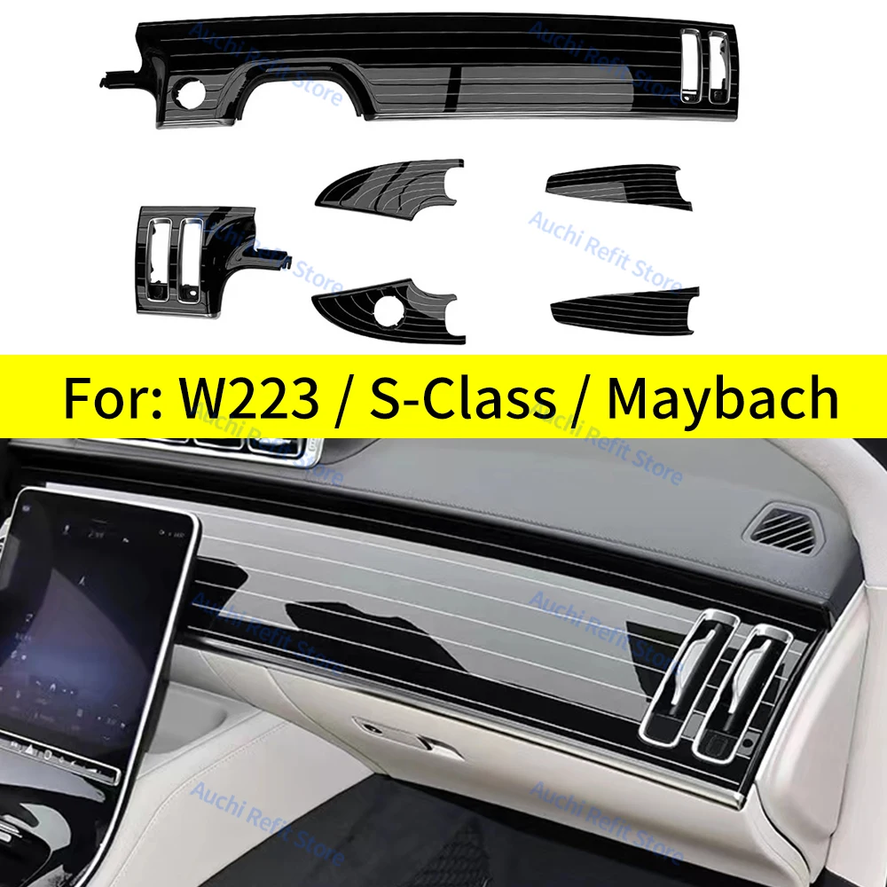 Car Piano Paint Style Interior Panel For Mercedes Benz W223 S450 S480 S500 S Class Maybach Car Door Dashboard Decorative Strip 1