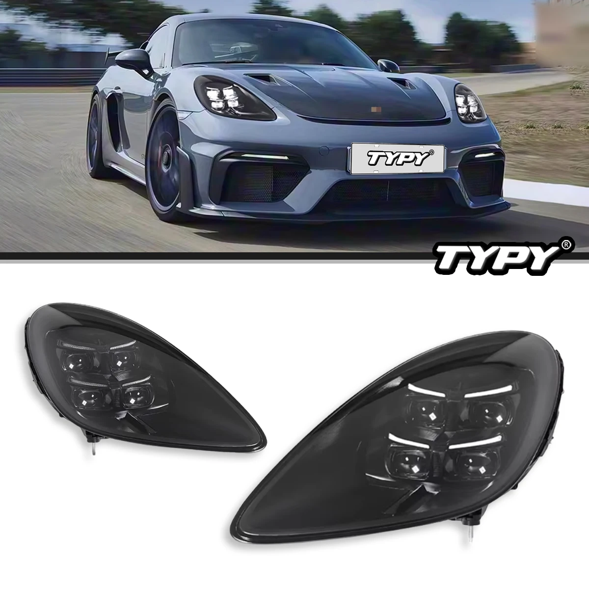 TYPY Car For Porsche Cayman 718 982 Headlights 2013-2023 Upgrade Modified New DRL Dynamic Turn Signal LED light Auto Accessories 1