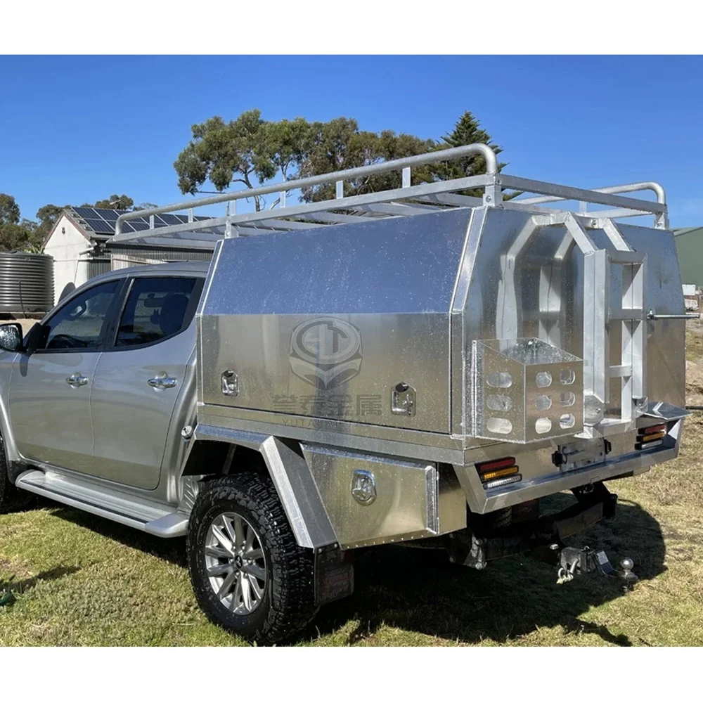 Aluminum Silver Durable Ute Tray And Canopy With Mud Guards Ladder Toolbox For Pickup Truck 4