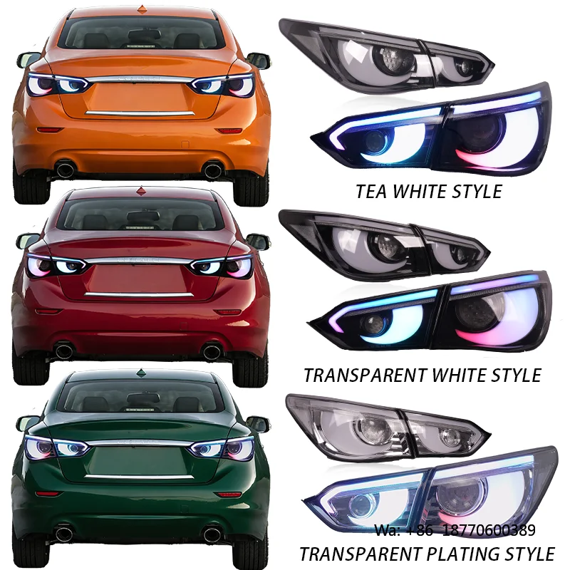 SINDAR Auto RGB Modified Taillights for Infiniti Q50 Q50s 2013-2017 for nissan Skyline 200GT-T 350GT V37 2014-2024 Hawkeye Style 1