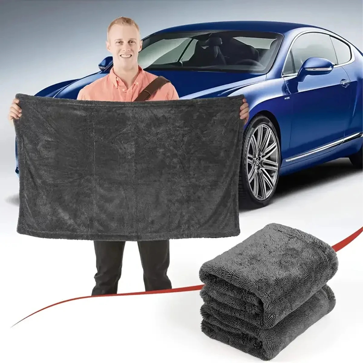 Dark gray car microfiber towel, oversized strong absorbent car wash cloth, high-efficiency cleaning wipe cloth 1