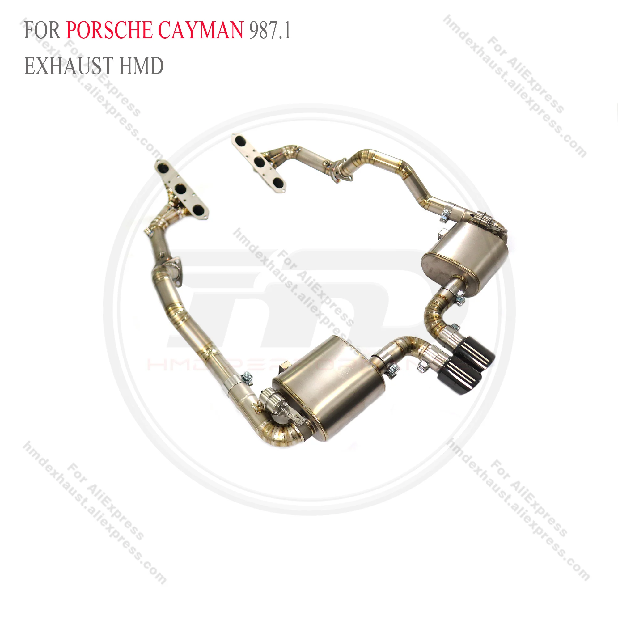 for Porsche Cayman 987.1 3.4L Dedicated Full Titanium Exhaust System with Valves — Complete Cat-back Kit 4