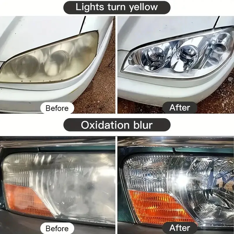 Professional Car Headlight Restoration Yellowing, Oxidation,Fogging Removes Automotive Front & Rear Light Polish Clean Care 3