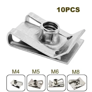 10pcs Stainless Steel U Type Clips Plate Leaf Spring Nut M6 M5 M4 M8 8mm 5mm 6mm 4mm Reed Nuts for Car Motorcycle Scooter ATV 1