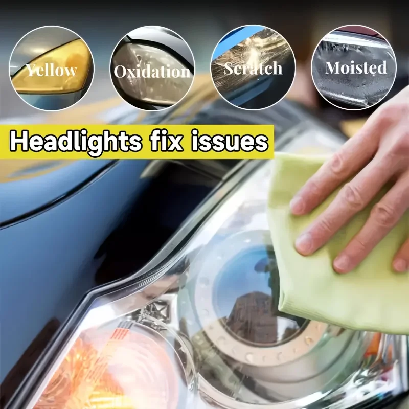 Professional Car Headlight Restoration Yellowing, Oxidation,Fogging Removes Automotive Front & Rear Light Polish Clean Care 5