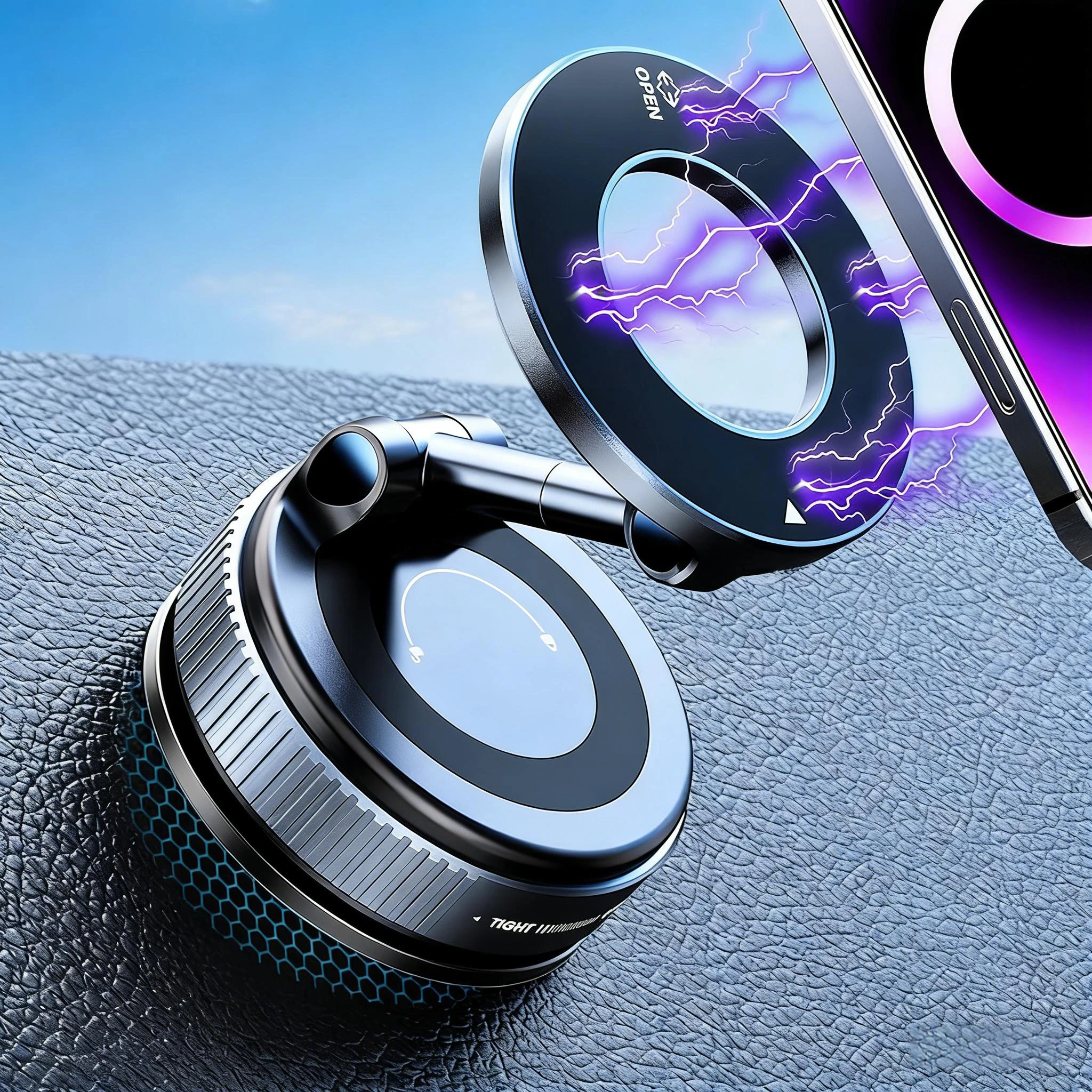 Folding Strong Magnet Magnetic Phone Holder 360° Rotation Desk Car Vacuum Suction Windshield Dashboard Mobile Holder 1