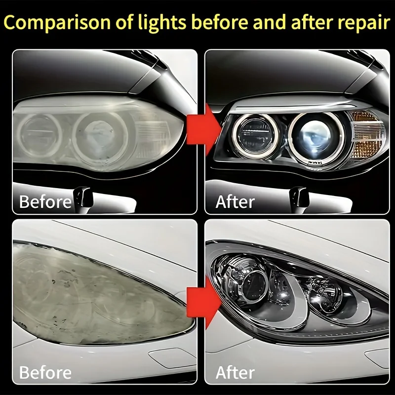 Car Headlight Restoration Polishing Kits Headlamp Scratch Remover Repair Cleaning Paste Remove Oxidation Headlight Polish Liquid 4