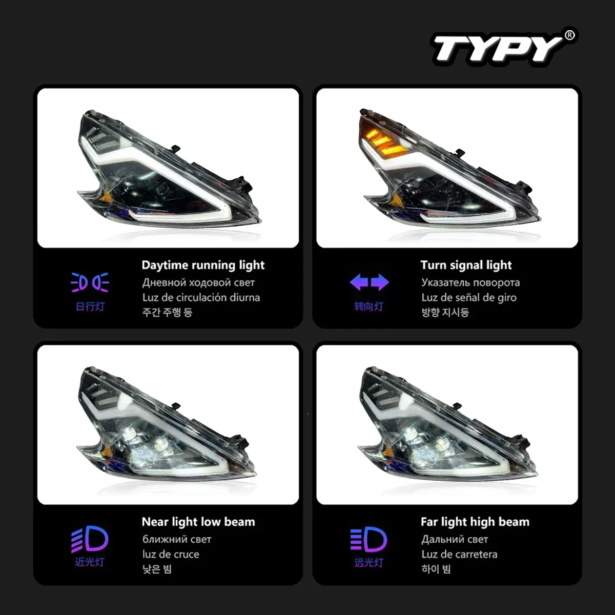 Auto Accessories Car For Nissan 370Z Headlight 2008-2021 Upgrade Modified to New DRL Dynamic Turn Signal LED Headlight 3