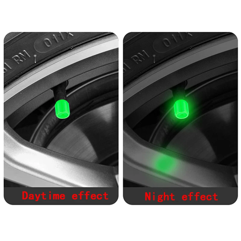 Luminous Tire Valve Caps 6 Colors Car Motorcycle Glowing Valve Cover Car Tire Wheel Hub Styling Tool Auto Accessories 4/8/20pcs 5