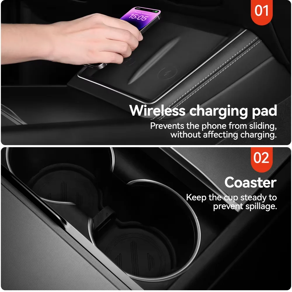 For Tesla Model 3/Y/YL Highland Juniper 2026 Center Armrest Hidden Storage Box Cup Holder Console Organizer Box Accessories 2