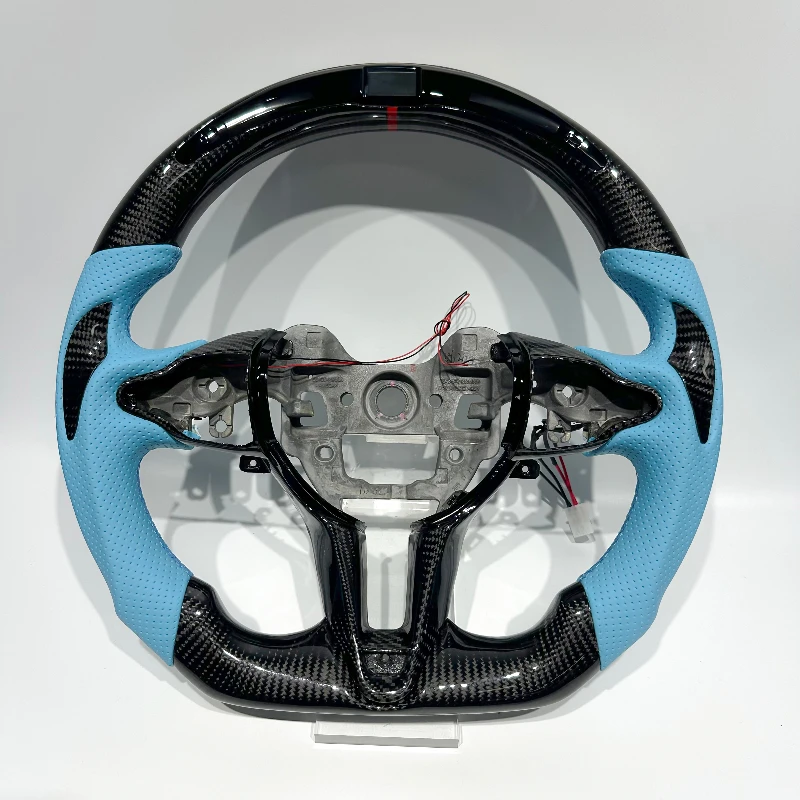 Blue leather carbon fiber steering wheel for Hyundai Elantra i20 i30 1
