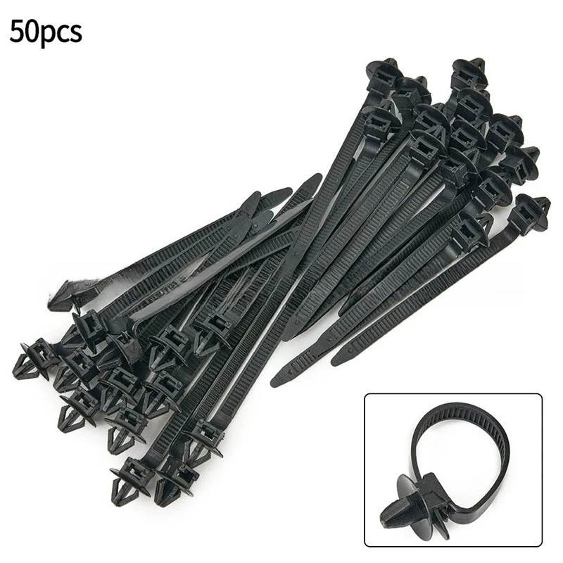 10-100PCS Car Nylon Black Cable Ties Push Mount Wire Harness Fastener Cable Clamp Clips Ties Management Car Wire Organizers 6