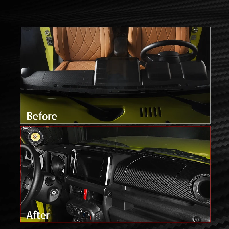 2PCS Carbon Fiber Center Console Dashboard Panel Cover For Suzuki Jimny JB64 / JB74 Car Styling Interior Decoration Accessorie 3