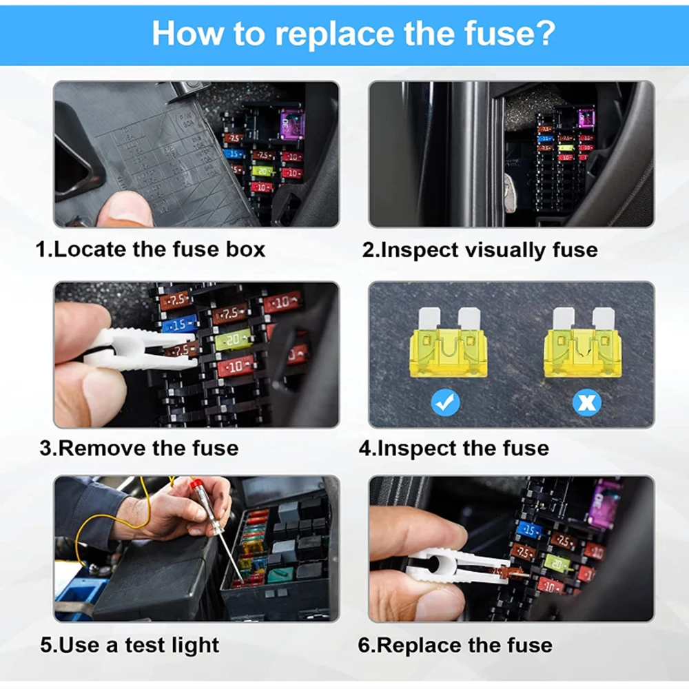 100pcs Standard Car Fuses 2A 3A 5A 7.5A 10A 15A 20A 25A 30A 35A Free Matching Choice Car Fuses Blade Fuses for RV/Truck/SUV 4