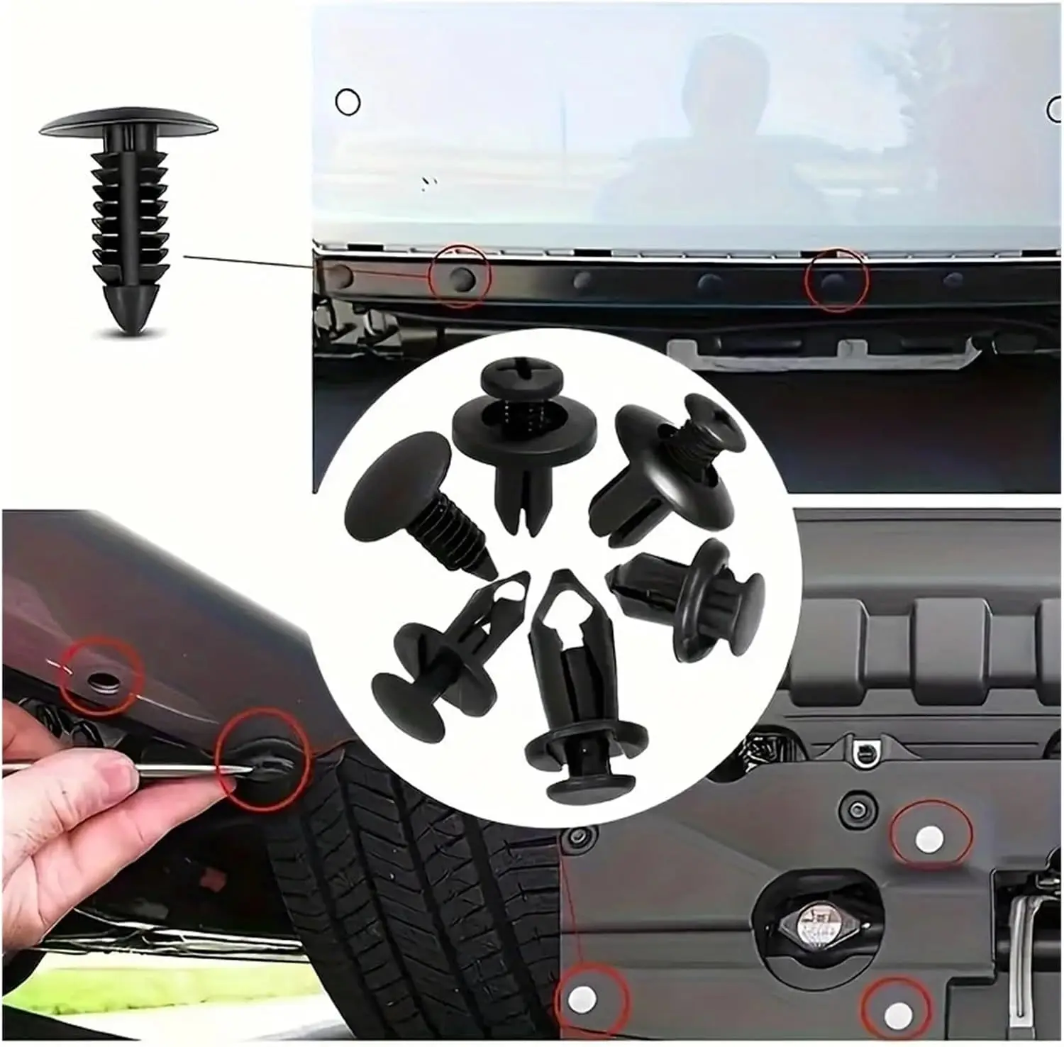 Bagged Set of 190 Pcs Car Universal Buckles 6 Models Size Fastener Rivet Clamping Fastener Buckle Car Accessory Abs Material Fixed Screw 3