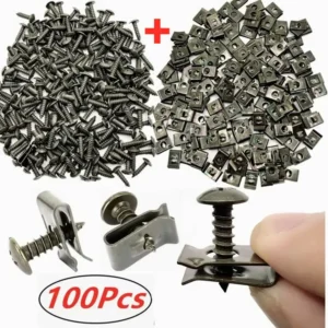 100Pcs-10Pc Mixed Car Metal Screw Tapping Fastener Clip U-Type Clip with Screw Anti-rust Protection Clip Screw Buckle Iron Sheet 1