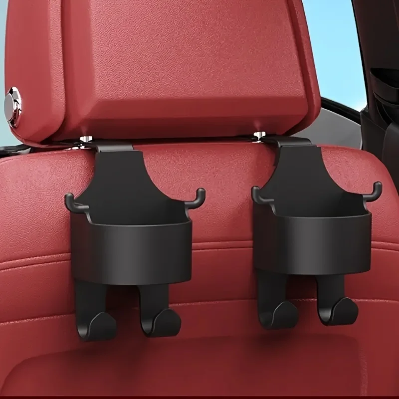 1/2Multifunctional car storage rack with hooks、Cup holder and storage box - Durable and sturdyPPMaterial，Suitable for seat back 1