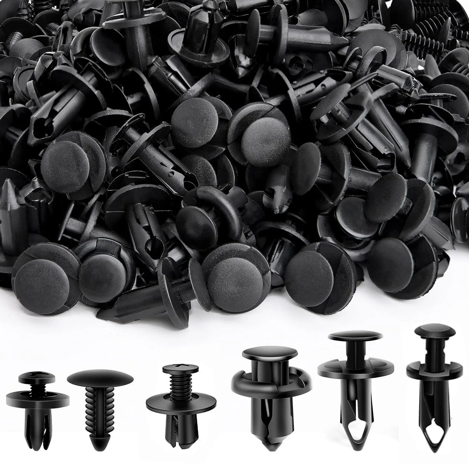Bagged Set of 190 Pcs Car Universal Buckles 6 Models Size Fastener Rivet Clamping Fastener Buckle Car Accessory Abs Material Fixed Screw 1