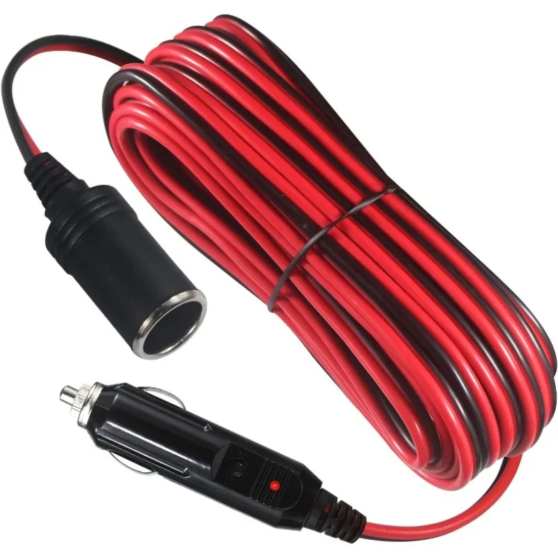 2M/5M Car Cigar Lighter Plug 12V Extension Cable Adapter Socket Charger Lead With Indicator Light 1
