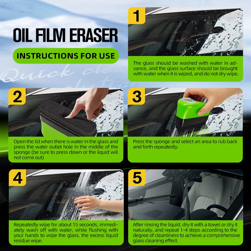 1/2/3pcs Automotive Car Oil Film Cleaning Brush,150ml Glass Oil Film Remover for Car Window,Windshield Brush For Car Care 4